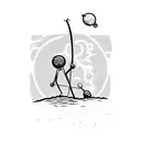 stick man hanging from the moon like a balloon tattoo design idea