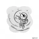 stick man hanging from the moon like a balloon tattoo design idea