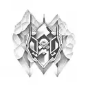 Create a dotwork tattoo design that represents your love for anime, video games, and the serenity of waterfalls. tattoo design idea