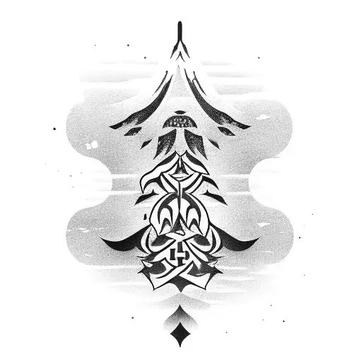 Japanese dagger with kanji tattoo design idea