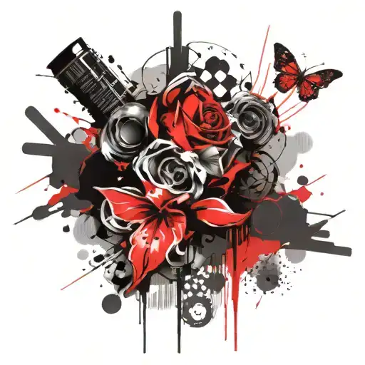 trash polka tattoo design idea
