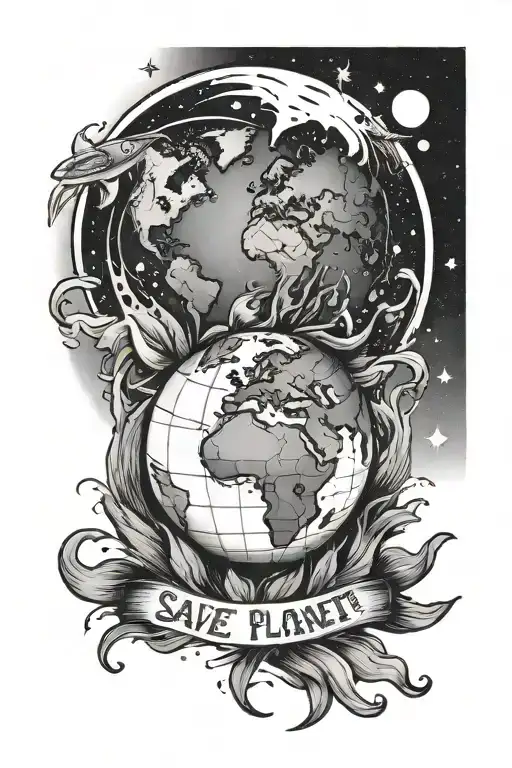 save the planet earth tattoo design idea
