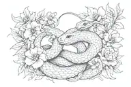 snake with flowers tattoo design idea