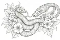 snake with flowers tattoo design idea