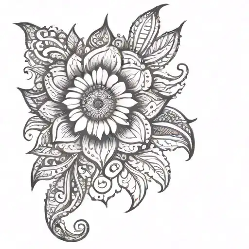 paisley sunflower tattoo tattoo design idea