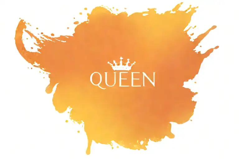 word queen with a  crown tattoo design idea