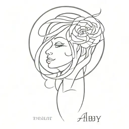name Abby in creative fusion tattoo design idea