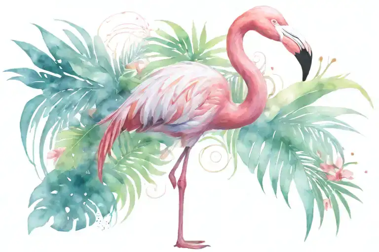 flamingo standing tattoo design idea
