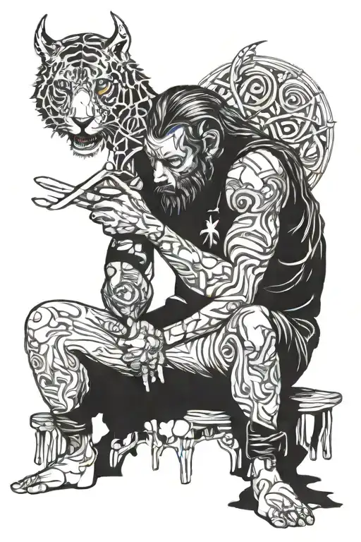 existential crisis thinking tattoo design idea