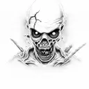 zombie from hunt showdown with hat tattoo design idea