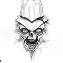 zombie from hunt showdown with hat tattoo design idea