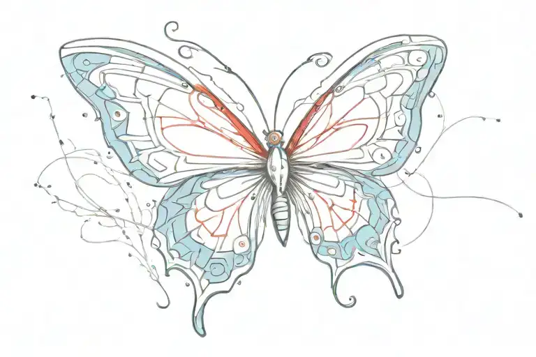 butterfly tattoo with red and blue colour  tattoo design idea