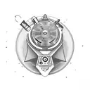 A tequila bottle with a DJ turntable as the label tattoo design idea