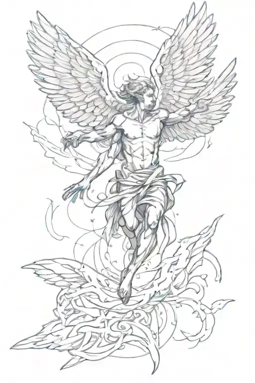 icarus falling tattoo design idea
