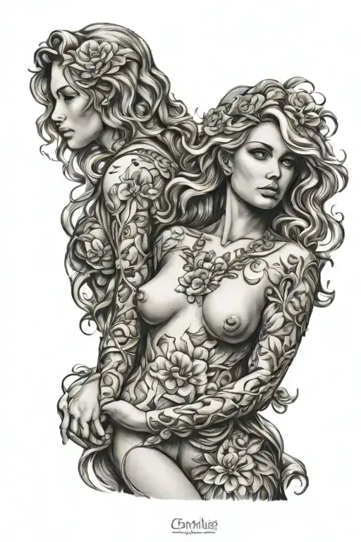 full body Aphrodite realistic modern sexy girl tattoo design idea