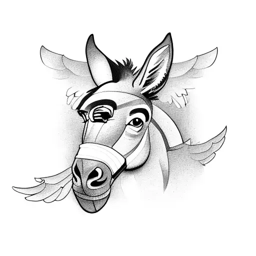 donkey with wings  tattoo design idea