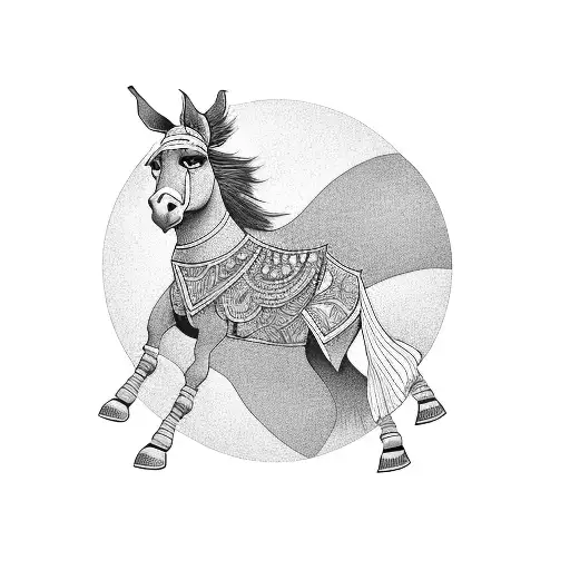 Flying donkey tattoo design idea