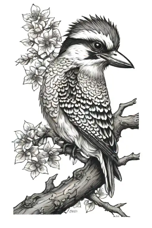 kookaburra in a tree tattoo design idea