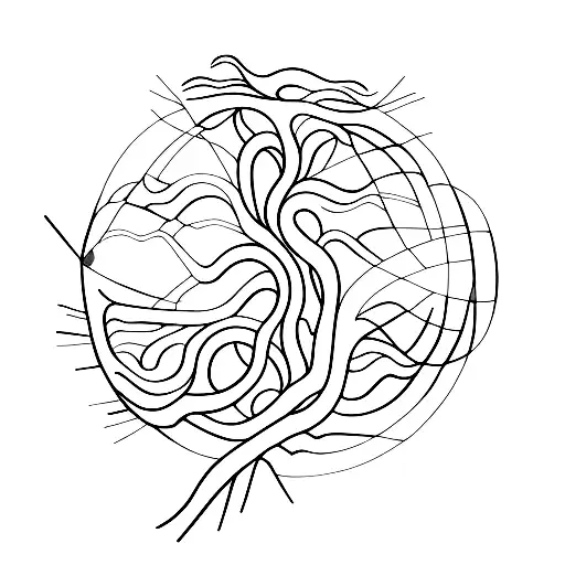 resurrection, tree, lines, circles. symetric tattoo design idea