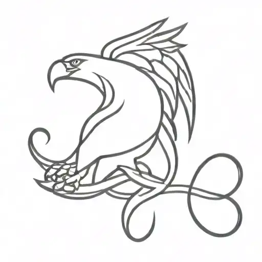 Simple tattoo of a black logo for the calf of a  design of an eagle catching a snake in its claws   tattoo design idea
