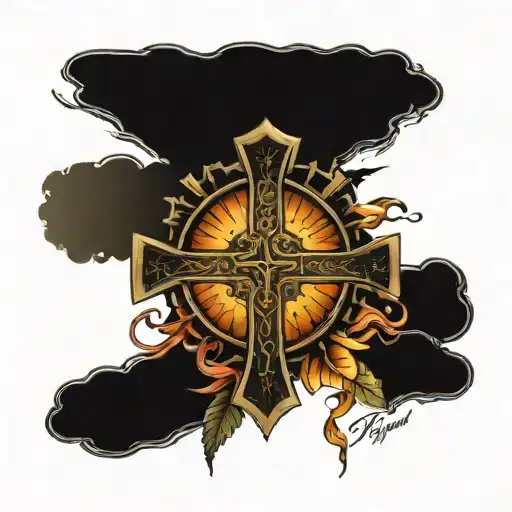 shining sun above a cross with proverbs 3:5 6 tattoo tattoo design idea
