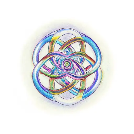 A DNA helix made of intertwined mushrooms with chakra symbols surrounding it tattoo design idea