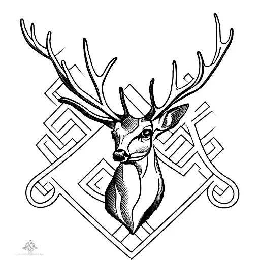 A majestic deer silhouette with antlers forming the shape of a cross, symbolizing faith and in memory of my dad tattoo design idea