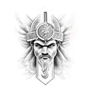 classic Greek mythological warrior god tattoo design idea