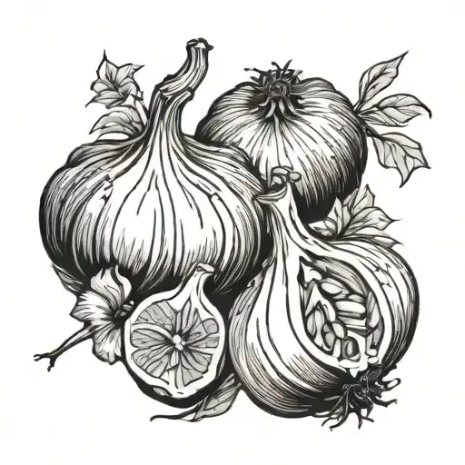 garlic, onion, lemon, salt and pepper tattoo design idea