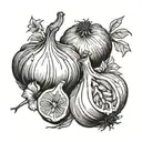 garlic, onion, lemon, salt and pepper tattoo design idea