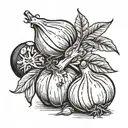 garlic, onion, lemon, salt and pepper tattoo design idea