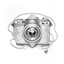camera, Emerald, Athena, Cameleon, 3 hearts tattoo design idea