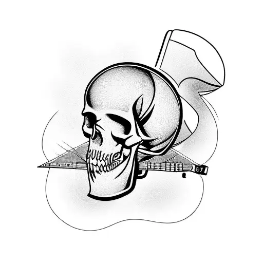 Electric guitar with a skull tattoo design idea