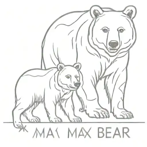 mama bear and cub with the word Max tattoo design idea