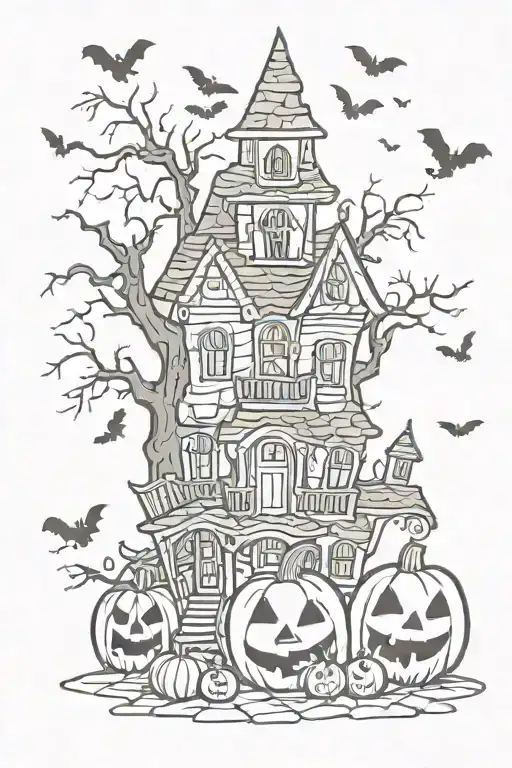 spooky Halloween themed tattoo design idea