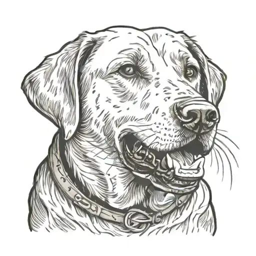 labrador dog with open mouth medieval style tattoo design idea