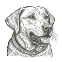 labrador dog with open mouth medieval style tattoo design idea