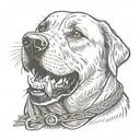 labrador dog with open mouth medieval style tattoo design idea