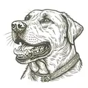 labrador dog with open mouth medieval style tattoo design idea