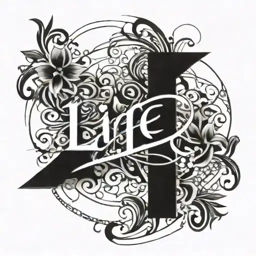 "life" word with a line crossed  tattoo design idea