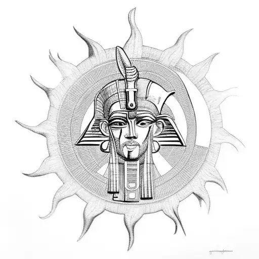 the sun god Ra in profile  tattoo design idea