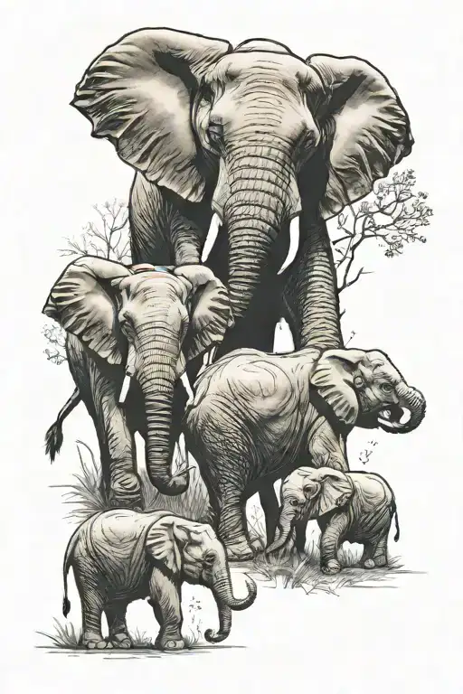 Elephant family tattoo design idea