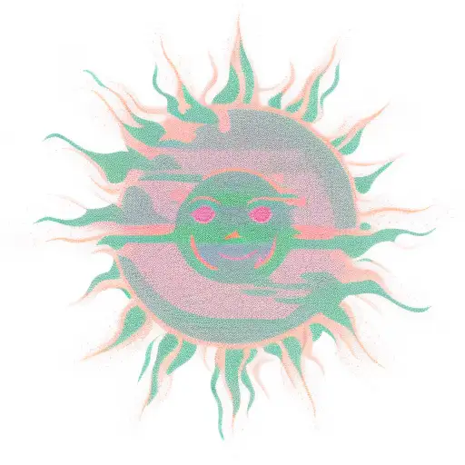 swamp with sun in horizon tattoo design idea