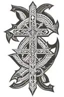 , March 23 and across arrow going downward with a cross with motivational or biblical simple bold black tattoo design idea