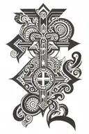 , March 23 and across arrow going downward with a cross with motivational or biblical simple bold black tattoo design idea