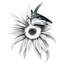 shark with gerber daisy tattoo design idea