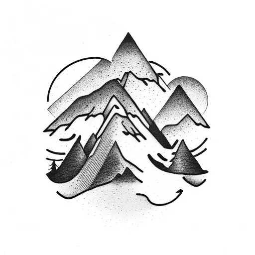 Mountain Scene minimal tattoo design idea