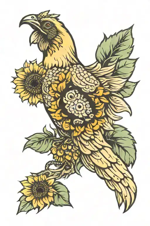 bingo sunflower chicken foot  tattoo design idea