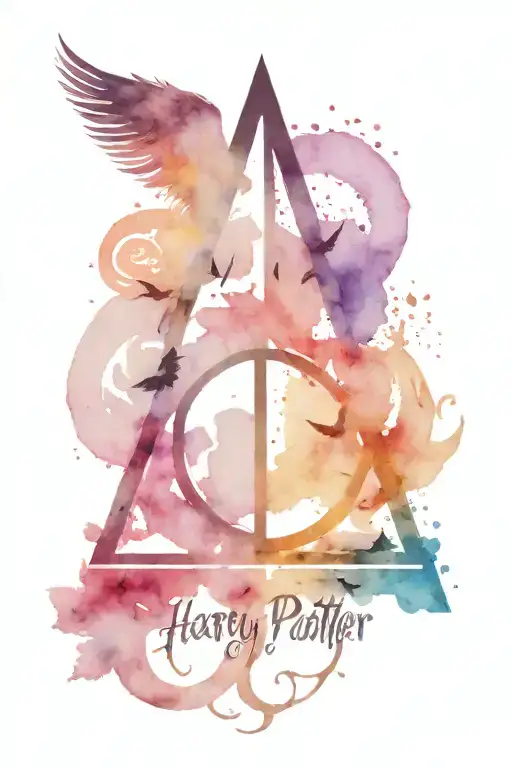 harry potter deathly hallows symbol with words always until the end  tattoo design idea