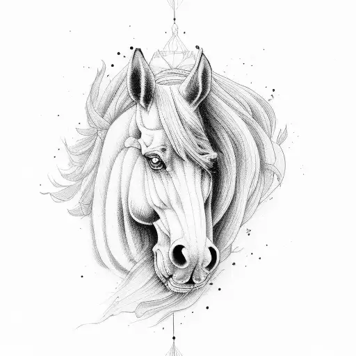  horse man crying  tattoo design idea
